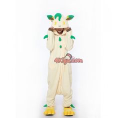 a person in a costume that is standing up with his hands on his head and wearing yellow shoes