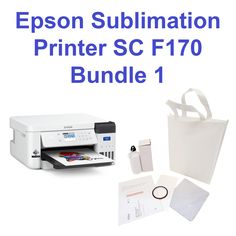 the epson sublimation printer sc f70 bundle is shown with its accessories