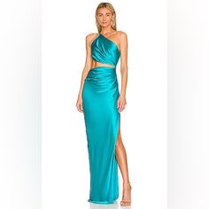 There Is A Black Line Through The Designer Name To Prevent Any Illegal Store Returns. Aqua Dress Formal, Aquamarine Bridesmaid Dress, Aqua Formal Dress, Blue Silk Maxi Dress For Night Out, Blue Silk Evening Dress For Dinner, Turquoise Dress Outfit Wedding, Aqua Dress Outfit, Aqua Blue Prom Dress, Turquoise Dress Outfit