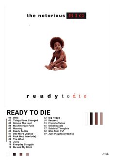 the cover art for ready to die, featuring an image of a baby sitting on top of