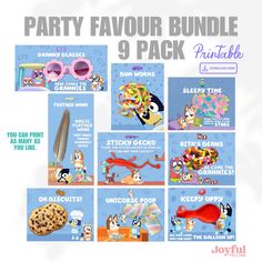 the party favors bundle includes 8 items including cookies, ice cream, and other treats