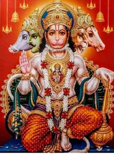 the hindu god sitting in front of two cows