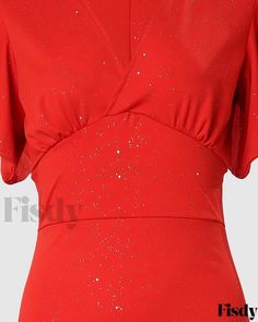 Fisdy - Encantador Vestido de Sirena con Mangas Flutter Brillantes Dress With Flutter Sleeves, Mermaid Dress, Flutter Sleeves, Style Elegant, Cap Sleeve, Flutter Sleeve, Cap Sleeves, Sleeve Styles, New Dress