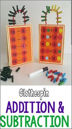 the addition and subtraction game for children to practice addition skills with their own hands