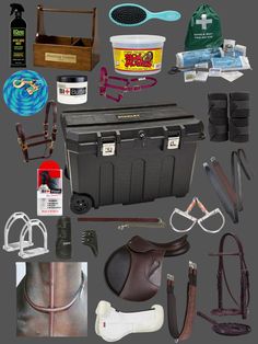 many different types of equestrian equipment and accessories