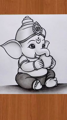 a drawing of an elephant sitting on top of a wooden floor