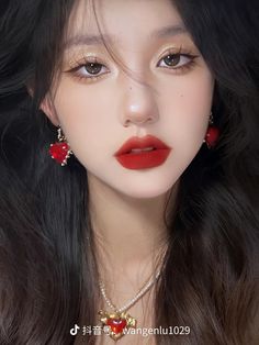 Makeup Korean Style, Enhypen Concert, Red Lipstick Makeup Looks, Red Makeup Looks, Haircut For Fine Hair, Red Lips Makeup Look, Asian Makeup Tutorials, Makeup Charts