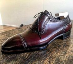 Dark Burgundy Patina Almond Toe Oxford Dress Shoes on Storenvy Dress Mens Fashion, Mens Italian Dress Shoes, Quality Leather Boots, Custom Design Shoes, Oxford Brogues, Bespoke Shoes, Dark Burgundy, Oxford Dress Shoes, Oxford Dress