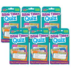 six bible times quiz game cards with answers and instructions for kids to play in the classroom