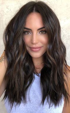 Hair Front Layers Long, 2023 Dark Brunette Hair Trends, Medium Brown To Dark Brown Hair Before And After, Renee Brown Hair, Top Hair Trends 2023, Tia Booth Hair Dark, Vibrant Chocolate Brown Hair, Dark Brown Hair 2023 Trends, Long To Medium Length Haircut