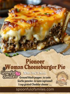 Cheeseburger Dinner Ideas, Easy Sunday Dinner Ideas Families, Meat Dishes For Dinner, Dinner Hamburger Meat, Pioneer Woman Recipes Dinner, Cheeseburger Pie, Best Meals, Thanksgiving Menu Ideas, Beef Casserole Recipes