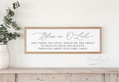 Bless Us O Lord Prayer Sign, Framed Dining Room Prayer Wall Art, Dinner Prayer Sign Lord Prayer, Prayer Signs, Christmas Entryway, Wedding Wall, Birthday Calendar, Wire Hanger, The Lords Prayer, Brown Frame, Beach Bathrooms