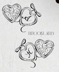 two heart shaped tattoos with the words tattooist - kelly on them