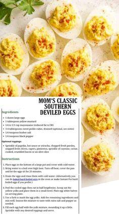 deviled eggs with mayonnaise and seasoning are shown in this recipe for deviled eggs