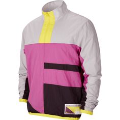 Brand New! Men's Nike Flight 1/2 Zip Basketball Gray,Pink,Yellow Jacket CN8508-623 Size 4XL Inspired by the Flight Series from the '90s, the Nike Men's Basketball Flight Jacket offers an audacious new take on the classic windbreaker that is designed with an attitude. Made with lightweight woven fabric and a mesh lining, it features the Flight logo cut and stitched into the design. As Nike Basketball blew up in the '80s, the Flight Series emerged as one of two ultra-focused product lines that fur Flight Logo, Nike Flight, Brand Reputation, Nike Basketball, Flight Jacket, Mens Basketball, 1/4 Zip, White T, Woven Fabric