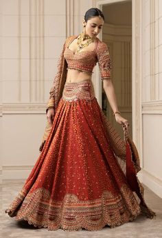 Red Floral Lehenga, Brocade Lehenga, Floral Lehenga, Indian Bride Outfits