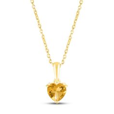 This beautiful necklace features a sunny heart-shaped citrine, perfect for celebrating a November birthday. As many as seven additional pendants can be added to the necklace to represent the ones you love. Styled in 10K yellow gold, the birthstone pendant sways from an 18-inch cable chain that secures with a spring-ring clasp. Heart-shaped Yellow Gold Birthstone Necklace, Heart Cut Birthstone Necklace In Yellow Gold, Citrine Birthstone Necklace For Anniversary, Anniversary Citrine Birthstone Necklace, Citrine Birthstone, November Birthday, Birthstone Pendant, Accessories Jewelry Necklace, Beautiful Necklace