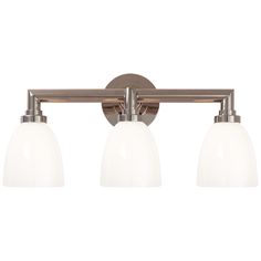 three light bathroom fixture with white glass shades