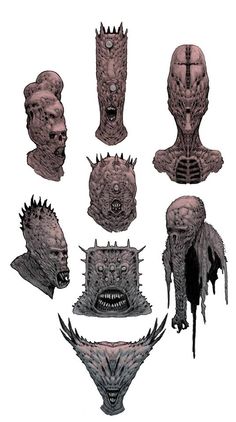 an image of some strange looking creature heads