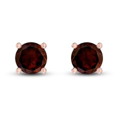 Vibrant, regal, and January's birthstone, these beautiful solitaire earrings showcase round-cut garnet gemstones. The earrings are crafted in dreamy 10K rose gold and secure with friction backs. Anniversary Garnet Round Earrings, Round Garnet Earrings For Anniversary, Garnet Round Earrings For Anniversary, Garnet Earrings For Anniversary, Classic Round Garnet Earrings, Fine Jewelry Garnet Round Earrings, Round Garnet Earrings Fine Jewelry, Rose Gold Round Birthstone Earrings, Rose Gold Birthstone Round Earrings