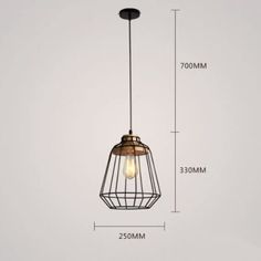 an image of a light fixture with measurements for the bulb and wire hanging from it