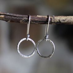 Simple Circle Nickel-free Earrings, Simple Hammered Sterling Silver Jewelry, Simple Hand Forged Sterling Silver Jewelry, Simple Hammered Silver Jewelry, Simple Silver Hammered Earrings, Simple Hammered Silver Earrings, Simple Hammered Round Earrings, Simple Handmade Silver Hoop Earrings, Simple Handmade Sterling Silver Jewelry