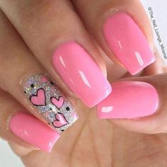 Valentines Nail Art Designs, Valentines Nail, Gel Nail Art Designs, Valentine Nail Art, Nail Designs Valentines, Valentine Nails, Pink Nail Art, Metallic Nails