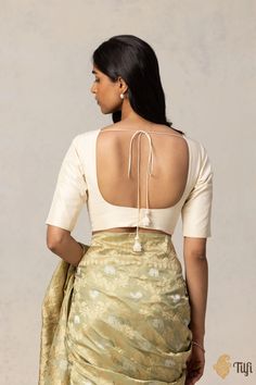 India Inspired, Feminine Blouses, Weaving Process, Silver Screen, Pure Silk, Silk