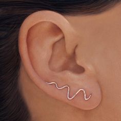 Gold ear climber, Ear crawler, Wanderlust jewelry, Rose gold ear sweep, 14k gold earrings, Gift for Minimalist Rose Gold Sterling Silver Ear Climbers, Rose Gold Ear Climbers With Ear Wire As Gift, Rose Gold Ear Climbers As Gift, Dainty Rose Gold Sterling Silver Ear Climbers, Tragus Gold, Ear Sweeps, Gold Ear Climbers, Ear Crawler, Wanderlust Jewelry