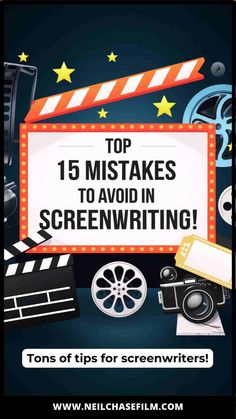 a sign that says top 15 mistakes to avoid in screen writing