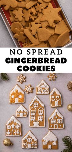 gingerbread cookies with the words no spread on top and below them in white letters