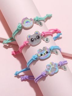 Multicolor    Polyresin  String Bracelet Embellished   Kids Jewelry & Watches Cat Themed Accessories, Panda Decorations, Bff Bracelets, Cat Bracelet, Elastic Rope, Kids Bracelets, Elastic Hair Ties, Cat Decor, Cat Jewelry