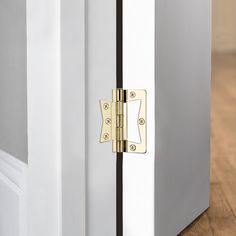 2-Count 3-in Polished Brass Non-Mortise Bi-Fold Hinge is ideal for most light- or medium-duty bi-fold doors. Decorative polished brass finish to match any home decor. Surface-mounted for easy installation with no mortising required. Designed for bi-fold doors at least 1 inch thick. All necessary mounting hardware is included. Hinge can be reversed simply by relocating the hinge pin. RELIABILT 3-in-in Polished Brass Non-Mortise Bi-Fold Door Hinge in Gold | S838-581 Gold Door Handles, Bi Fold Door, Bifold Closet Doors, Gold Door, Hinge Pin, Bifold Doors, Closet Doors, Door Hinges, Polished Brass