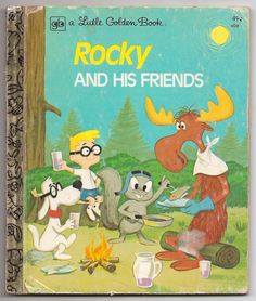 the book rocky and his friends is in front of a campfire with two dogs