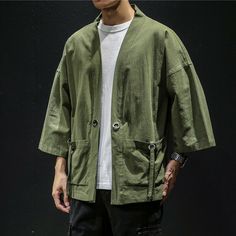 Summer Mens Japanese Kimono Coat Casual Jacket Color: Black, Green Material: Cotton Linen Asian Size: M L XL XXL 3XL M: Length 65cm, Bust 96cm L: Length 66cm, Bust 100cm XL: Length 67cm, Bust 104cm XXL: Length 68cm, Bust 108cm 3XL: Length 70cm, Bust 112cm Payment Method:  all kinds of payments Shipping: I ship it to US with Standard Speedpak Contact with me:  Please message me i will reply to you within 6 hours Return:  Accept 30 days after delievered return without reason Traditional Japanese Samurai, Japanese Street Fashion Men, Samurai Clothing, Japanese Jacket, Male Kimono, Kimono Coat, Japanese Samurai, Summer Mens, Men Plus Size