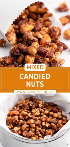 mixed candied nuts with text overlay