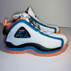 Fila Grant Hill 2 Basketball Shoes White Blue Orange 1bm01789 Men Size 11 New No Box Throwback White-sole Basketball Shoes, Orange Low-top Basketball Shoes For Sports, Fila Grant Hill, Orange Fade-resistant Sneakers For Light Sports, Fila Basketball Shoes, Orange Low-top Cushioned Basketball Shoes, Fila Running Shoes, Black Tennis Shoes, High Top Basketball Shoes