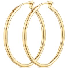 PRICES MAY VARY. [ Minimalist Gold Hoop Earrings ] These large gold hoop earrings feature a smooth, round-like engraving design that turns heads. The materials and expert craftsmanship make these gold huggie earrings for women durable and long-lasting [ Large & Eye-catching ] The 14k gold hoop earrings for women, with smooth and glossy finish, which will keep shining for a long time and showing your charm. These 14k gold earrings for women are larger than most, offering a bold and eye-catching l Women Earrings Gold, Large Gold Hoop Earrings, Gold Hoops Earrings, Jewelry Hoop Earrings, 14k Gold Hoop Earrings, Gold Earrings For Women, Nickel Free Earrings, Large Eyes, Women Earrings