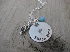 Beach Necklace- "Beach Bum" with flip flop charm and an accent bead in your choice of colors Personalized Fun Beach Jewelry, Casual Personalized Beach Jewelry, Casual Personalized Jewelry For Beach, Casual Personalized Jewelry For Vacation, Beach Necklace, Beach Necklaces, Charm Necklaces, Beach Bum, Flip Flop