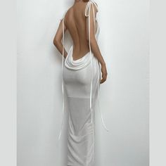 Please refer to our sizing chart for a guideline when choosing a size. 5 business days order processing time. 90% polyester 10% spandex. Backless White Dress, White Backless Dress, Bodysuits And Jeans, Long Halter Dress, Sheer Mesh Dress, Ruched Maxi Dress, Halter Swimwear, Comfy Chic, Dress Inspo