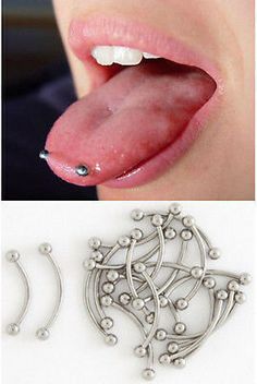 an image of a woman's tongue with piercings on it and other pictures