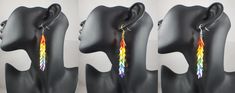 Holographic rainbow dangle earrings / rainbow jewelry / colorful earrings / fun earrings Trendy Rainbow Jewelry For Pride, Rainbow Drop Earrings With Ear Wire, Fun Rainbow Jewelry For Pierced Ears, Fun Rainbow Drop Earrings, Fun Rainbow Earrings, Handmade Rainbow Earrings For Party, Rainbow Dangle Earrings With Ear Wire, Sequin Jewelry, Pride Earrings