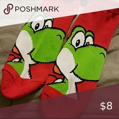 Kids Yoshi ankle socks brand new never worn boutique item* These fun red ankle socks feature the Yoshi character from the super mario bros games. available in adult sizes in separate listing. Youth fits size 9-2.5 Accessories Socks & Tights Thigh High Fishnet Stockings, Cactus Socks, Blue Q Socks, Darn Tough Socks, Penguin Socks, Black Leg Warmers, Super Mario Bros Games, Tall Boot Socks, Thigh Socks