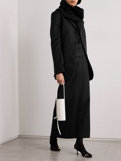 PROENZA SCHOULER Adriana paneled wool-blend twill maxi skirt | NET-A-PORTER Workwear Women, Professional Workwear, Simplicity Fashion, Latest Skirts, Flat Dress Shoes, Exclusive Dress, Black Midi Skirt, Work Wear Women, Knitwear Tops