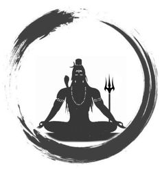 the silhouette of lord rama sitting in a lotus position with an arrow on his shoulder