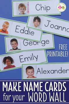 printable name cards for word wall to help children learn their names and read them