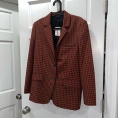 Never Worn Blazer Size Medium Red Business Casual Outerwear For Spring, Casual Red Outerwear For Business Casual, Zara Red Outerwear For Fall, Zara Red Blazer For Fall, Casual Red Blazer For Winter, Red Casual Blazer For Business Casual, Red Blazer For Business Casual, Winter, Casual Red Fall Blazer, Red Blazer For Winter Business Casual