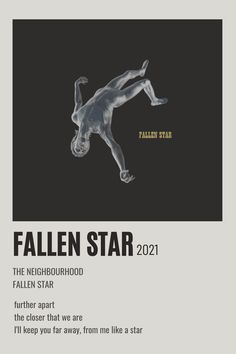 the poster for fallen star 2012 is shown in black and white, with an image of a