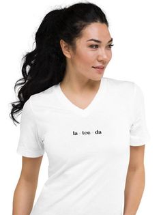 la - tee - da! No more need be said. This unisex tee has a classic v-neck cut and fits like a well-loved favorite.  DETAILS: * 100% combed ring-spun cotton * Pre-shrunk fabric * Regular fit * Side-seamed construction * Cover-stitched v-neck and hemmed sleeves * Shoulder-to-shoulder taping Thermal Shirt Women, Printed Shirt Outfit, Boat Neck Shirt, Fancy Shirt, Metallica T Shirt, Fun Shirts, Shirts Women Fashion, Thermal Shirt, Cotton Long Sleeve Shirt