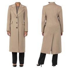 New But Has Teeny Tiny Hole On Front See Photos Keep Your Look As Luxe As Can Be With This Longline Wool Coat Featuring Handcrafted Buttons, Inseam Pockets And A Back Vent. Fitted Beige Wool Coat For Business, Beige Fitted Wool Coat With Notch Lapel, Fitted Beige Wool Coat With Notch Lapel, Fitted Beige Wool Coat For Formal Occasions, Formal Fitted Beige Wool Coat, Classic Fitted Beige Wool Coat, Beige Flat Front Outerwear For Office, Long Wool Coat, Loro Piana